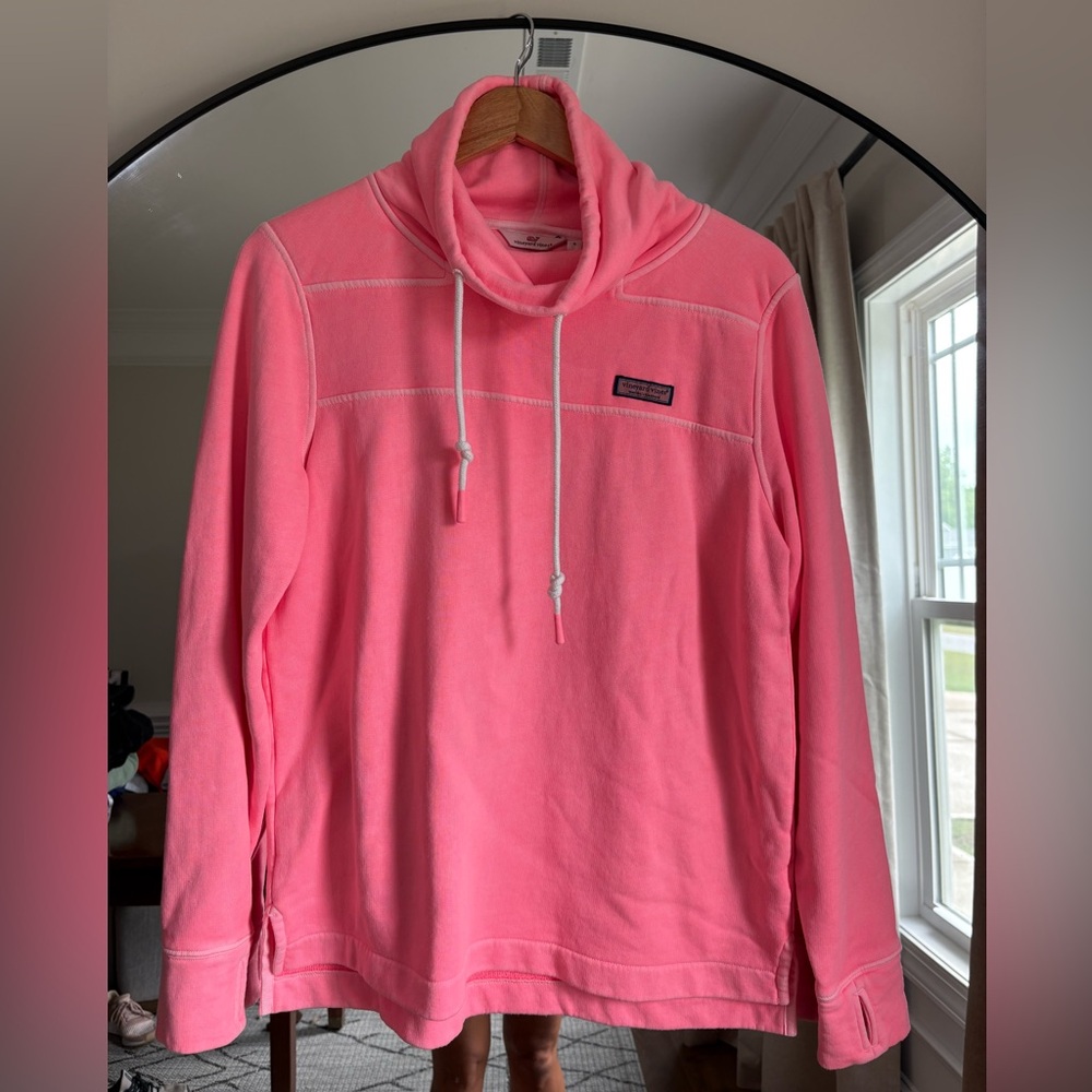 Vineyard Vines Pink Funnel Neck Pullover Sweater